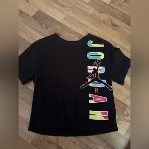 Jordan Kids Black Tee with Colorful Logo